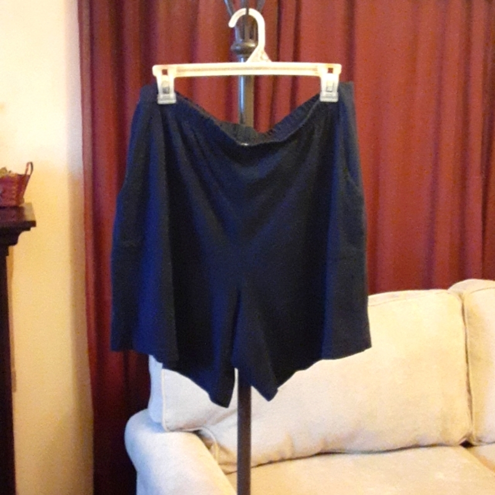 Women's White Stag Stretch-Waist Shorts, Navy Blue (12-14) L